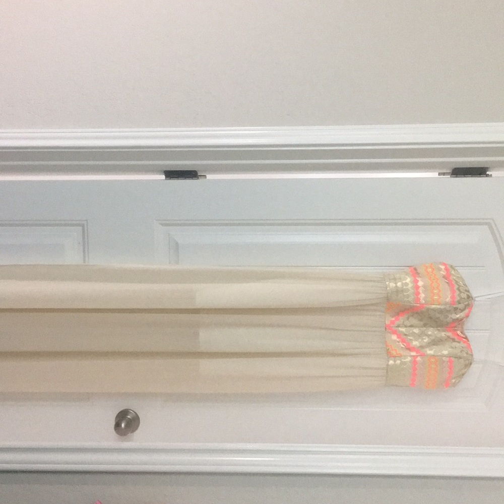 Gianni bini long white mesh strapless dress